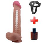 Belden Bağlamalı 26 cm Kıkırdak Yapılı Çift Katmanlı Melez Gerçekçi Dildo Penis