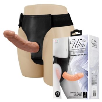 Belden Bağlamalı Çift Taraflı İçi Dolu Strapon Penis