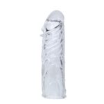 14 cm Damarlı Uzatmalı Şeffaf Silikon Penis Kılıfı