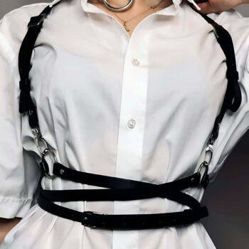 Belden Ayarlı Bağlamalı Deri Korse Kemer Ve Choker Tasma Takım - APFT644
