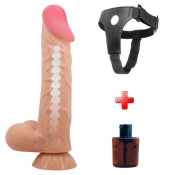 Belden Bağlamalı 24 cm Kıkırdak Yapılı Çift Katmanlı Gerçekçi Dildo Penis