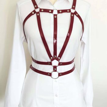 Beli Çift Sıralı Üçgen Deri Harness - APFT114