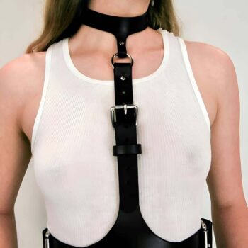 Boyun Bağlantılı Korse Kemer Harness, Kadın Deri Bel Kemeri - APFT1297