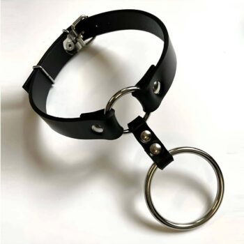 Büyük Ve Küçük Halka Detaylı Ayarlı Deri Choker - APFT673