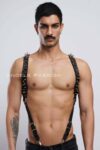 Çivi Detaylı Erkek Göğüs Harness