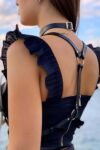 Deri Choker ve Kemer Harness Takım – APFT632