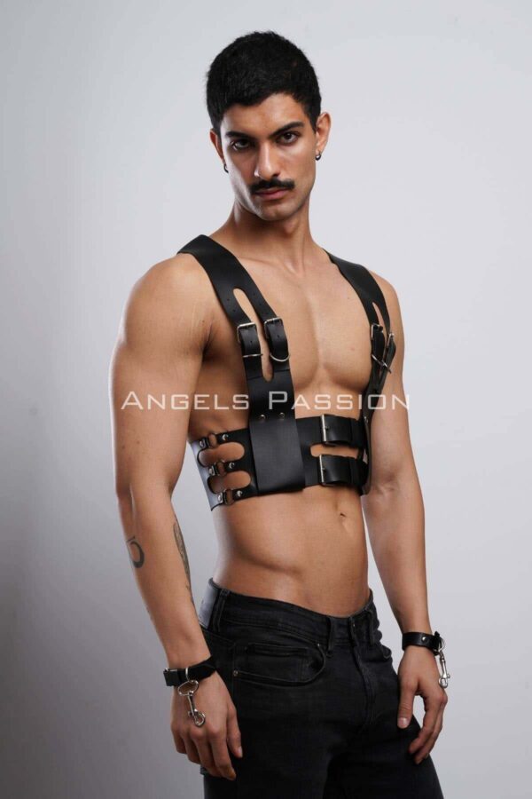deri erkek club giyim fantezi erkek giyim deri kelepceli erkek harness apftm118 erkek harness angels passion 130257 41 B