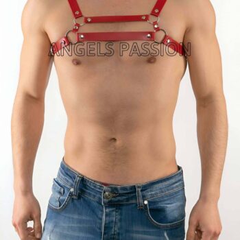 Deri Erkek Fantazi Giyim, Seksi Deri Erkek Harness - APFTM9