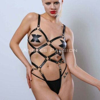 Deri Fantezi Giyim, Vücudu Saran Full Body Harness - APFT811