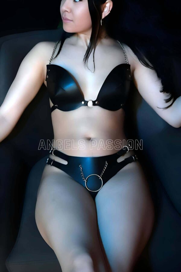 deri seksi sutyen takim deri fantezi ic giyim zincir detayli sutyen harness takim apft1223 harness takm angels passion 123806 41 B