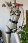 Deri Tasma Detaylı Fantezi Deri Harness Takım