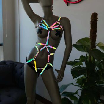 Direk Dans Kıyafetleri - Şık Reflektörlü Body Harness