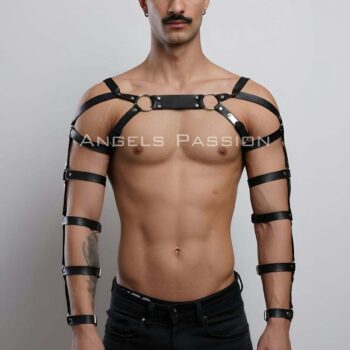 Erkek Deri Kol ve Göğüs Harness, Deri Fantazi Giyim - APFTM166