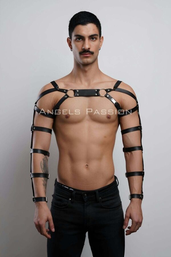 erkek deri kol ve gogus harness deri fantazi giyim apftm166 erkek harness angels passion 127661 41 B