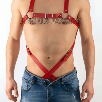Erkek Fantazi Giyim, Deri Erkek Harness - APFTM4
