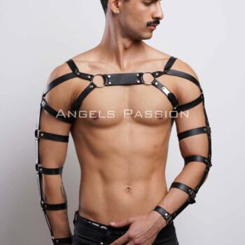 Erkek Fantazi Giyim Deri Kol ve Göğüs Harness - APFTM5
