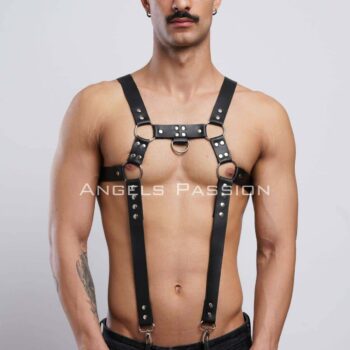 Erkek Göğüs Harness, Erkek Deri Pantolon Askısı, Erkek Clubwear - APFTM23