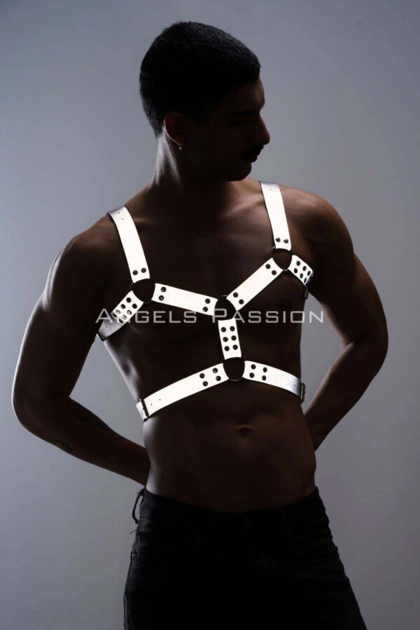 erkek gogus harness reflektorlu karanlikta yansiyan gogus harness apftm78 erkek harness angels passion 130441 41 B
