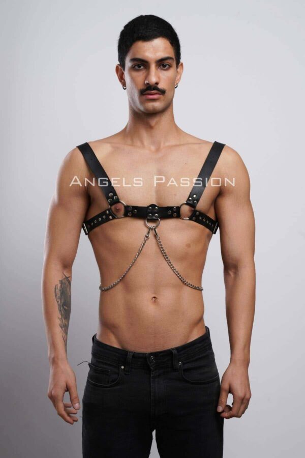 erkek gomlek kemeri zincirli gogus harness partywear clubwear apftm109 erkek harness angels passion 130296 41 B