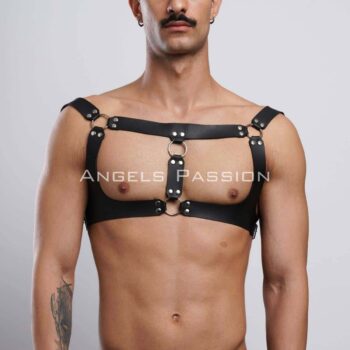 Erkek Parti Aksesuar, Clubwear, Deri Göğüs Harness, Erkek Fantezi Giyim - APFTM116