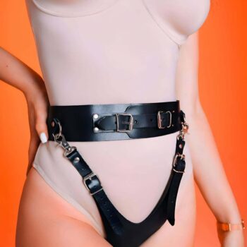 Fantazi Bel Kemerli Arkası Açık Deri Külot Harness - APFT1276