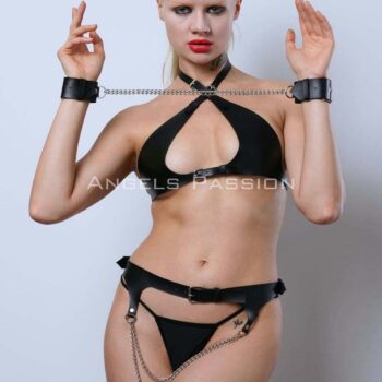 fantazi deri ic giyim deri kelepce ve bel harness takim apft885 harness takm angels passion 129106 41 B