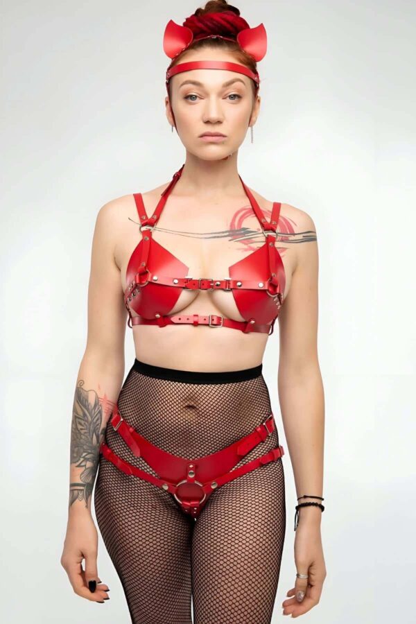 fantazi deri sutyen ve kulot takim kulaklik detayli harness apft871 harness takm angels passion 125747 41 B