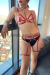 Fantazi İç Giyim Kırmızı Deri Harness Takım