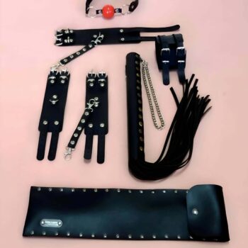 Fantazi Kırbaç Takım 4'lü Set, El - Ayak Kelepçesi, Kırbaç, Ağız Topu - APFT1306
