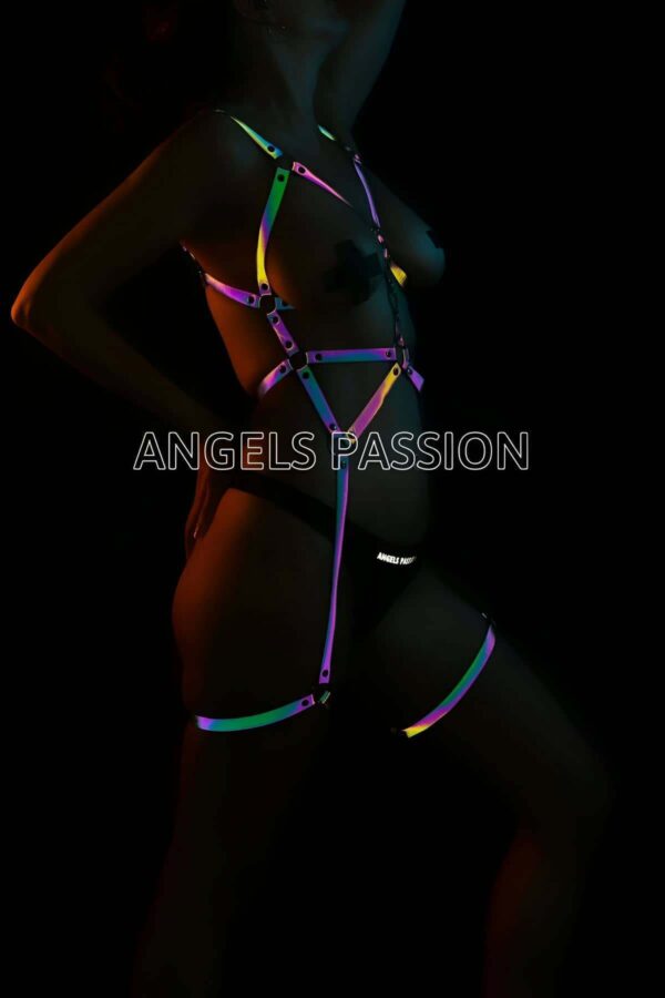 fantezi giyim renkli reflektorlu body harness reflektrl harness angels passion 123108 39 B