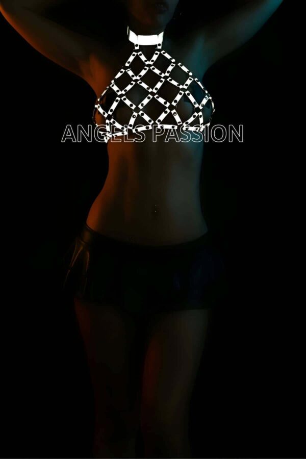file gorunumlu seksi gogus uzeri reflektorlu harness karanlikta parlar apft443 reflektrl harness angels passion 123163 39 B