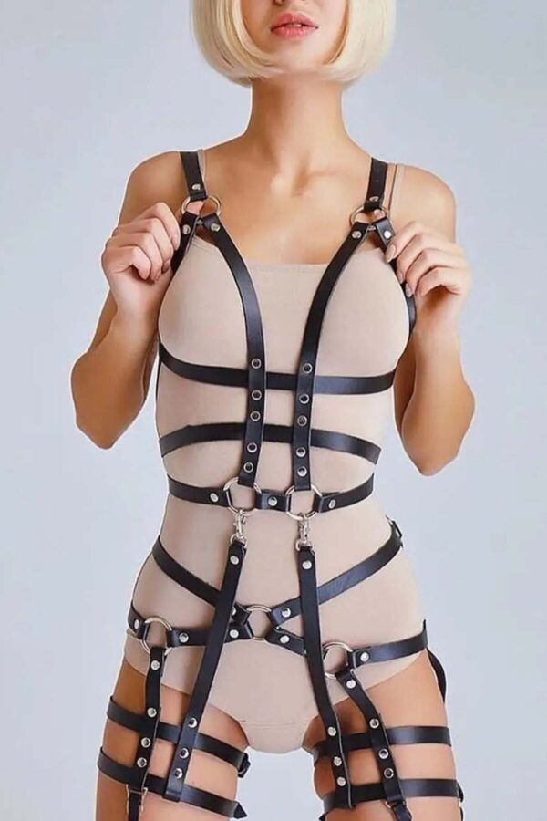 full body vucudu saran fantezi deri harness apft502 body harness angels passion 98442 39 B