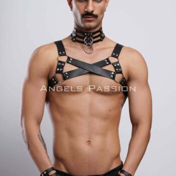 Gay Fantazi Giyim, Erkek Partywear, Tecnowear, Erkek Göğüs Harness- APFTM55