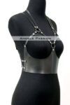 Göğüs Detaylı Deri Harness Büstiyer