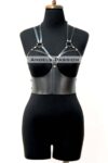 Göğüs Detaylı Deri Harness Büstiyer