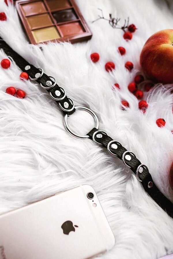 halka detayli ayarlanabilir sik deri choker boyun aksesuar apft666 choker angels passion 98350 39 B