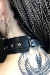 Halka Detaylı Geniş Şerit Ayarlı Şık Deri Choker – APFT671