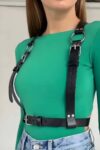Halka Detaylı Omuzdan Askılı Ayarlanabilir Şık Deri Bel Harness – APFT643