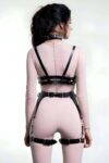 Halkalı Göğsü Açık Deri Jartiyer Harness Takım – APFT1231