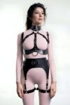 Halkalı Göğsü Açık Deri Jartiyer Harness Takım – APFT1231
