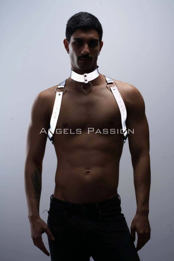 karanlikta parlayan reflektorlu choker ve gogus harness takim clubwear apftm35 erkek harness angels passion 130565 41 B