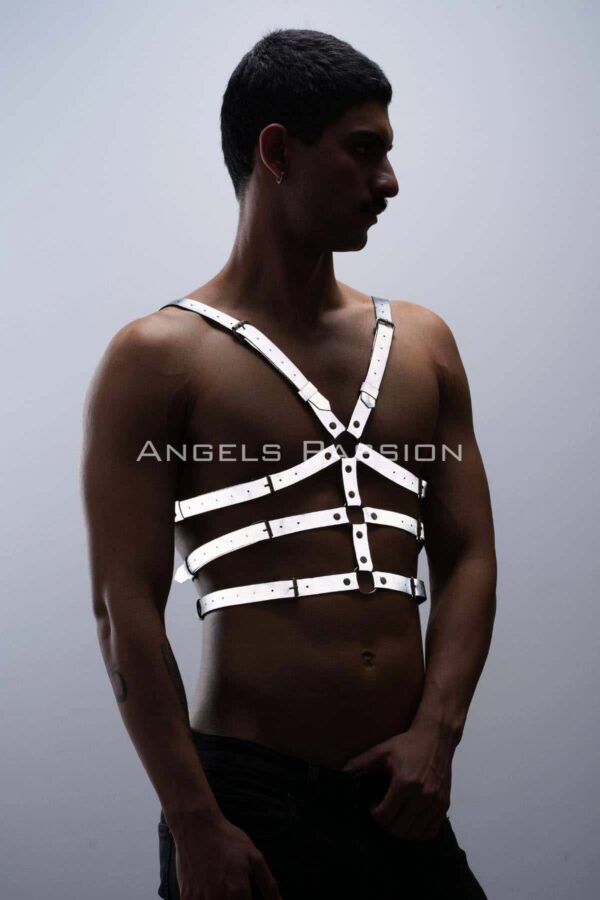 karanlikta parlayan reflektorlu erkek gogus harness t shirt uzeri harness apftm38 erkek harness angels passion 130529 41 B