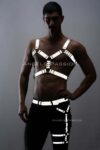 Karanlıkta Yansıyan Reflektörlü Erkek Harness Takım