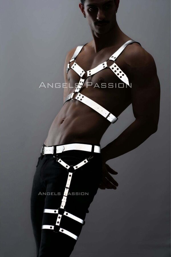 karanlikta yansiyan reflektorlu erkek harness takim erkek gogus ve bacak harness takim apftm198 erkek harness angels passion 127766 41 B
