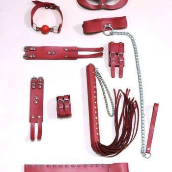 Kırbaç Kelepçe Set, 6'ı Set, Ayak - El Kelepçesi, Maske, Ağız Topu - APFT1308