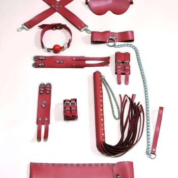 Kırbaç Kelepçe Set, 7'li Takım, Ayak - El Kelepçesi, Maske, Ağız Topu - APFT1311