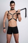 Kırbaç ve Çivili Choker Detaylı Erkek Fantazi Giyim