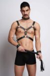 Kırbaç ve Çivili Choker Detaylı Erkek Fantazi Giyim