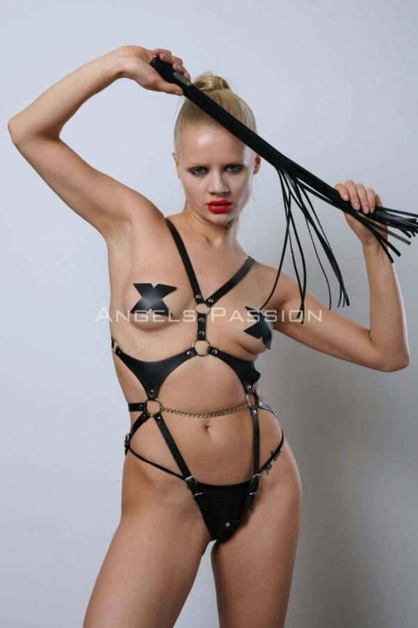 kirbacli ve ag bolgesi acik deri body harness deri fantezi giyim clubwear apft1355 body harness angels passion 129789 41 B