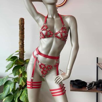 kirmizi deri bdsm fantazi jartiyer takim harness takm angels passion 119338 38 B